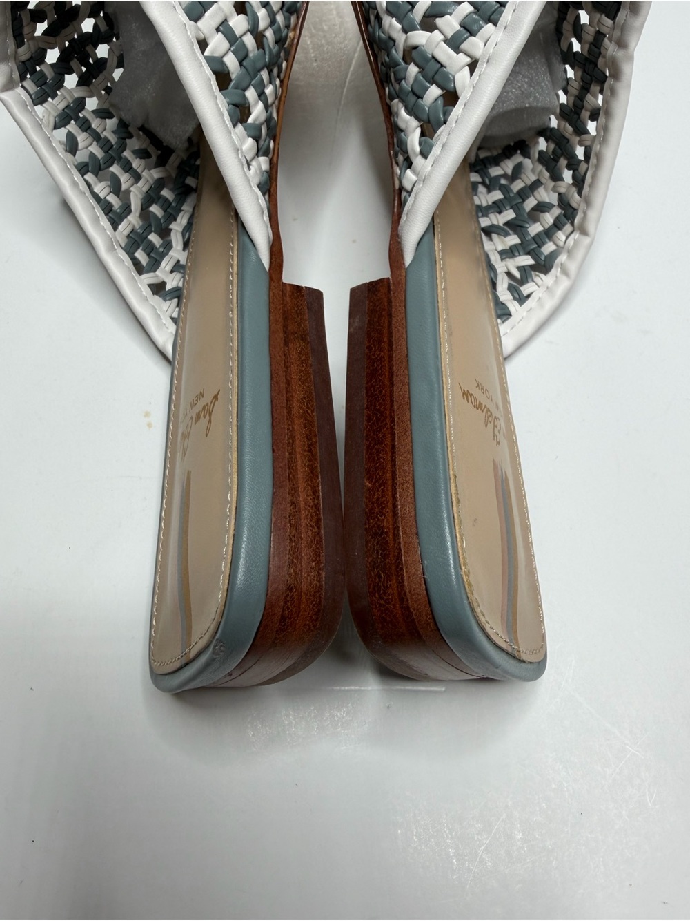 Sam Edelman Leona Gray & White Woven Slide Mules Size 9.5 - Picture 9 of 15